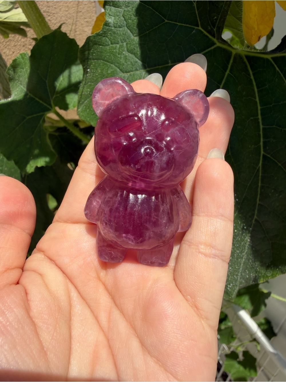 Natural Pink Fluorite Bear Carving | Hand Carved Crystal Bear Figurine, A620